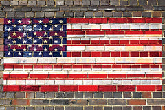 JGS527 - USA Flag on Brick 2 - 18x12