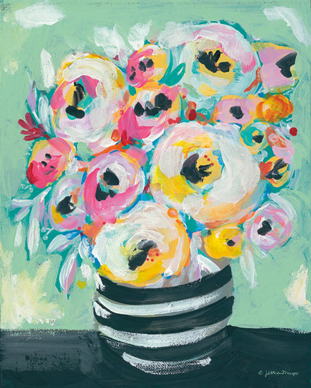 Jessica Mingo JM226 - JM226 - Symphony of Roses - 12x16 Flowers, Vase, Abstract,  Pink and Yellow Flowers from Penny Lane