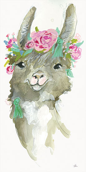 Jessica Mingo JM462 - JM462 - Suzie - 9x18 Llama, Flowers, Pink Flowers, Whimsical, Animals, Tassels from Penny Lane