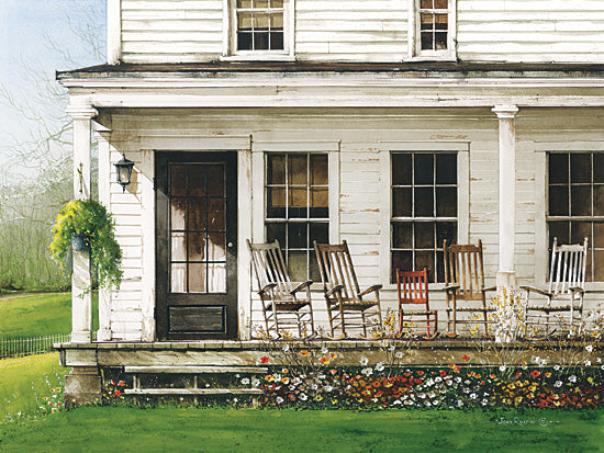 John Rossini JR24E - JR24E - Back Porch Gathering - 16x12 Front Porch, Rocking Chairs, Leisure, Flowers, Country, House from Penny Lane