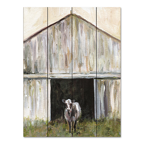 Kamdon Kreations KAM485PAL - KAM485PAL - Mornin' Chores - 12x16 Abstract, Cows, Farm Animals, Barn, Farm, Black & White Cow from Penny Lane