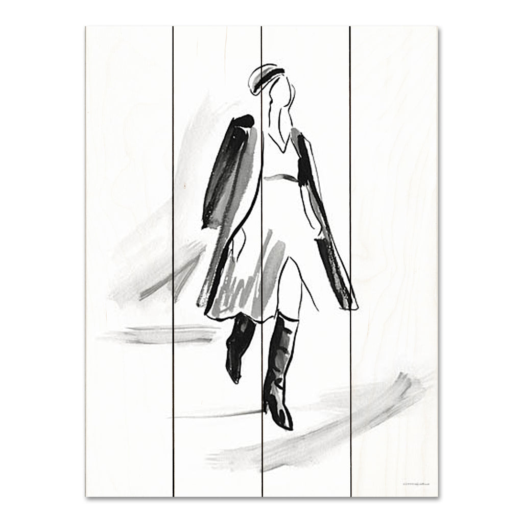 Kamdon Kreations KAM624PAL - KAM624PAL - Overcoat - 12x16 Abstract, Woman, Figurative, Fashion, Black & White, Drawing Print, Sketch from Penny Lane