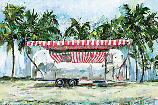 Kamdon Kreations KAM670 - KAM670 - Midge on the Beach - 18x12 Camping, Camper, Beach, Tropical, Palm Trees, Landscape, Coastal from Penny Lane