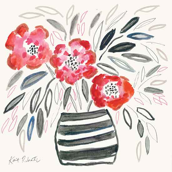 Kait Roberts KR672 - KR672 - Flowers for Darcy - 12x12 Flowers, Red Flowers, Vase, Abstract, Bouquet, Blooms, Botanical from Penny Lane