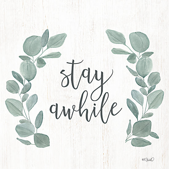 Kate Sherrill KS168 - KS168 - Stay Awhile Eucalyptus - 12x12 Eucalyptus, Wreath, Stay Awhile, Sign from Penny Lane