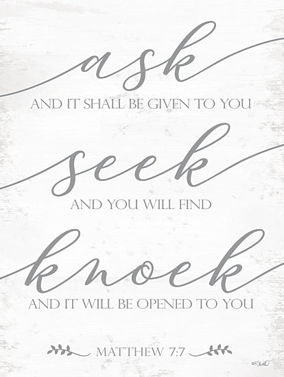 Kate Sherrill KS197 - KS197 - Ask, Seek, Knock   - 12x16 Religious, Ask, Seek, Knock, Bible, Verse, Matthew, Typography, Signs, Neutral Palette from Penny Lane