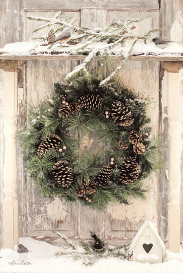 Lori Deiter LD1509 - LD1509 - Feeding Station I   - 12x18 Birds, Birdhouse, Wreath, Pinecones from Penny Lane