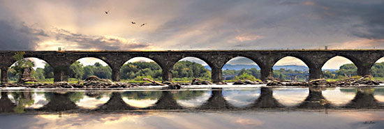 Lori Deiter LD2514A - LD2514A - Rockwell Sunrise      - 36x12 Bridge, Photography, River, Landscape, Reflection from Penny Lane