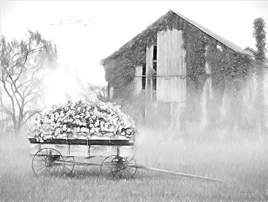 Lori Deiter LD3128 - LD3128 - Country Flower Wagon - 16x12 Photography, Barn, Farm, Flowers, Flower Wagon, Black & White, Farmhouse/Country from Penny Lane