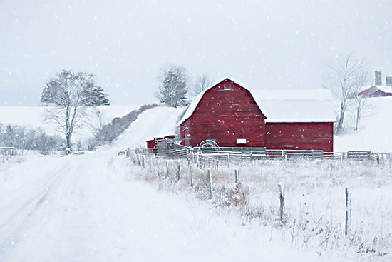 Lori Deiter LD3365 - LD3365 - A Late Winter Storm - 18x12 Winter, Barn, Farm, Red Barn, Photography, Road, Path, Fence, Snow, Trees, Landscape from Penny Lane