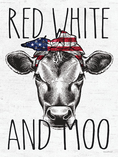 lettered & lined LET463 - LET463 - Red, White and Moo - 12x16 Red, White and Moo, Cows, Patriotic, Whimsical, Red, White & Blue, Typography, Signs from Penny Lane