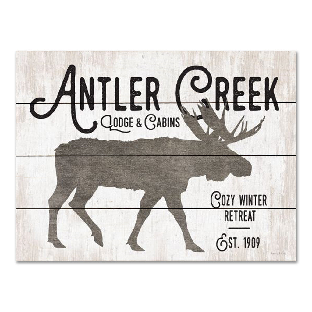 lettered & lined LET620PAL - LET620PAL - Antler Creek - 16x12 Moose, Lodge, Cabins, Typography, Signs from Penny Lane