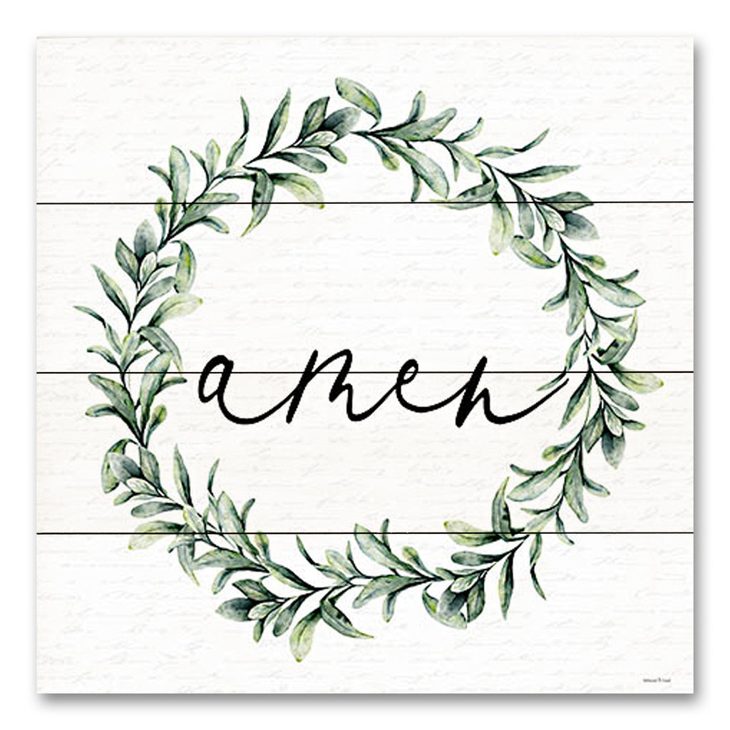 lettered & lined LET637PAL - LET637PAL - Amen Wreath - 12x12 Religious, Amen, Wreath, Greenery, Eucalyptus, Typography, Signs from Penny Lane