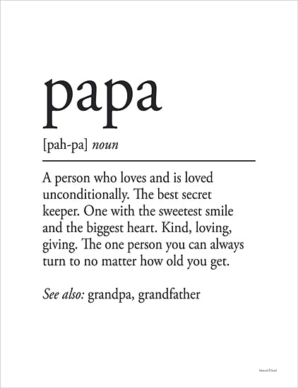 lettered & lined LET687 - LET687 - Papa Definition - 12x16 Papa, Grandpa, Grandfather, Definition, Typography, Signs, Inspirational, Black & White from Penny Lane