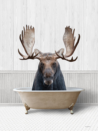 lettered & lined LET708 - LET708 - Bath Time Moose  - 12x16 Bath, Bathroom, Bath Time, Moose, Whimsical, Lodge from Penny Lane