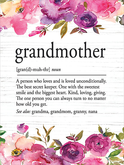 lettered & lined LET873 - LET873 - Grandmother Definition - 12x16 Inspirational, Family, Grandmother, Grandmother Definition, Typography, Signs, Textual Art, Flowers, Pink and Purple Flowers from Penny Lane