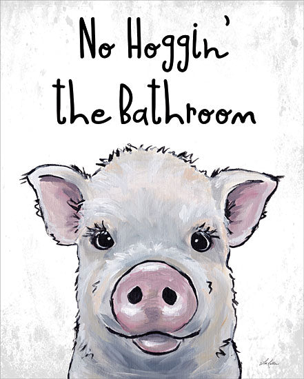 Lee Keller LK223 - LK223 - No Hoggin' the Bathroom - 12x16 Bath, Bathroom, Whimsical, Pig, No Hoggin' the Bathroom, Typography, Signs, Textual Art from Penny Lane