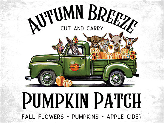 Lee Keller LK267 - LK267 - Autumn Breeze Pumpkin Patch - 16x12 Fall, Whimsical, Pumpkins, Sunflowers, Animals, Truck, Green Truck, Farm Animals, Autumn Breeze Cut and Carry Pumpkin Patch, Typography, Signs, Textual Art, Pumpkin Patch, Farm from Penny Lane