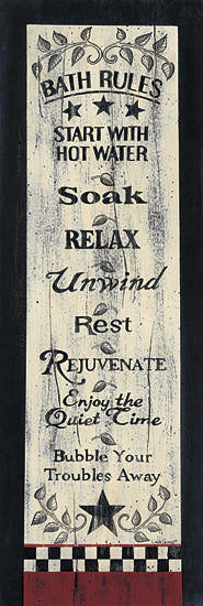 Linda Spivey LS1616A - LS1616A - Bath Rules - 12x36 Bath Rules, Bath, Bathroom, Primitive, Rustic, Barn Star, Typography, Signs from Penny Lane