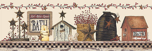 Linda Spivey LS1648 - Bath Still Life - Country, Berries, Barnstar, Birdhouse, Bath from Penny Lane Publishing