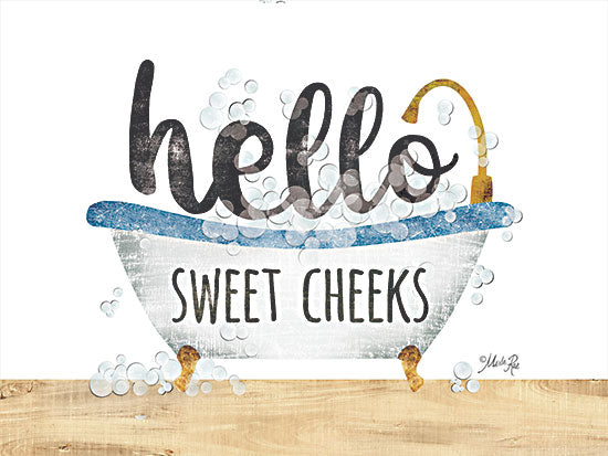 Marla Rae MAZ5648 - MAZ5648 - Hello Sweet Cheeks - 16x12 Hello Sweet Cheeks, Bath, Bathtub, Bubbles, Humorous from Penny Lane