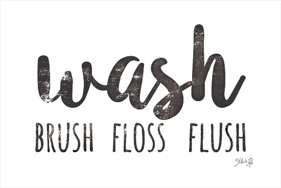 Marla Rae MAZ5660 - MAZ5660 - Wash-Brush-Floss-Flush - 18x12 Bathroom, Bathroom Words, Black & White, Signs from Penny Lane