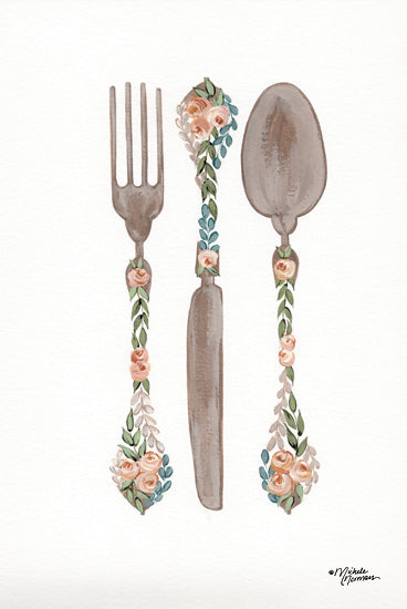 Michele Norman MN199 - MN199 - Floral Flatwear       - 12x16 Kitchen, Flatwear, Floral from Penny Lane