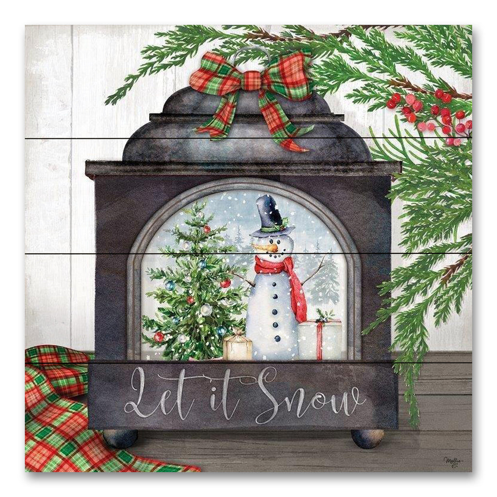 Mollie B. MOL2177PAL - MOL2177PAL - Let It Snow Snowglobe - 12x12 Christmas, Holidays, Snowman, Winter, Snowglobe, Pine Sprigs, Let It Snow from Penny Lane