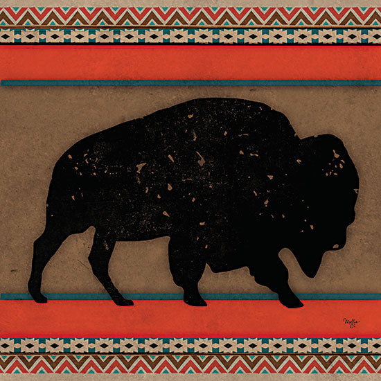 Mollie B. MOL2232 - MOL2232 - Out West Buffalo - 12x12 Lodge, Buffalo, Southwestern, Aztec Pattern, Pattern, Silhouette from Penny Lane