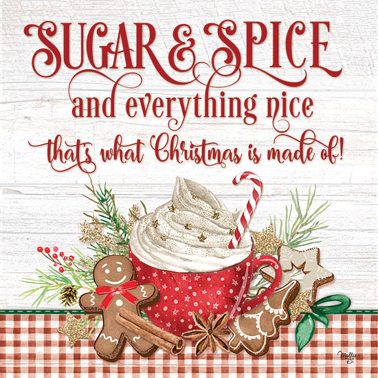 Mollie B. MOL2535 - MOL2535 - Sugar and Spice    - 12x12 Christmas, Holidays, Kitchen, Gingerbread Men, Cookies, Cocoa, Peppermint Stick, Sugar & Spice and Everything Nice, Typography, Signs, Textual Art, Plaid from Penny Lane