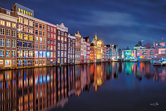 Martin Podt MPP715 - MPP715 - Building Row Reflections 2 - 18x12 Photography, Buildings, Night, Lights, Reflection, Waterfront Property from Penny Lane