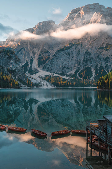 Martin Podt MPP915 - MPP915 - Boat House View - 12x18 Photography, Lake, Boats, Canoes, Mountains, Reflection, Boat House, Docks, Clouds from Penny Lane