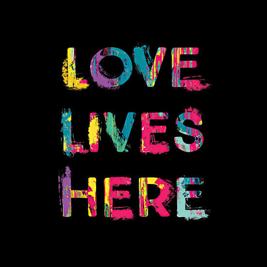 Masey St. Studios MS172 - MS172 - Love Lives Here - 12x12 Love Lives Here, Neon Colors, Black Background, Love, Family, Signs from Penny Lane