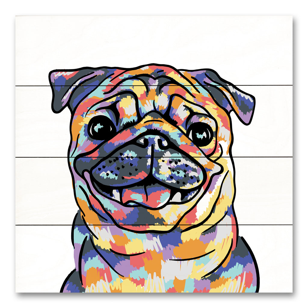 Masey St. Studios MS213PAL - MS213PAL - Rainbow Pug - 12x12  from Penny Lane