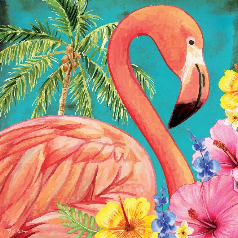 Nicole DeCamp ND231 - ND231 - Tropical Flamingo - 12x12 Tropical, Flamingo, Flowers, Tropical Flowers, Palm Trees, Coconuts from Penny Lane