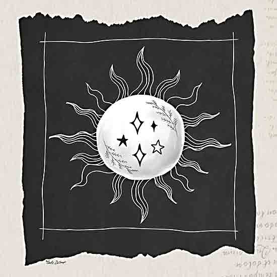 Nicole DeCamp ND334 - ND334 - Free Spirit Sun - 12x12 Astronomy, Celestial, Sun, Sun Rays, Stars, Patterns, Black & White, Triptych from Penny Lane