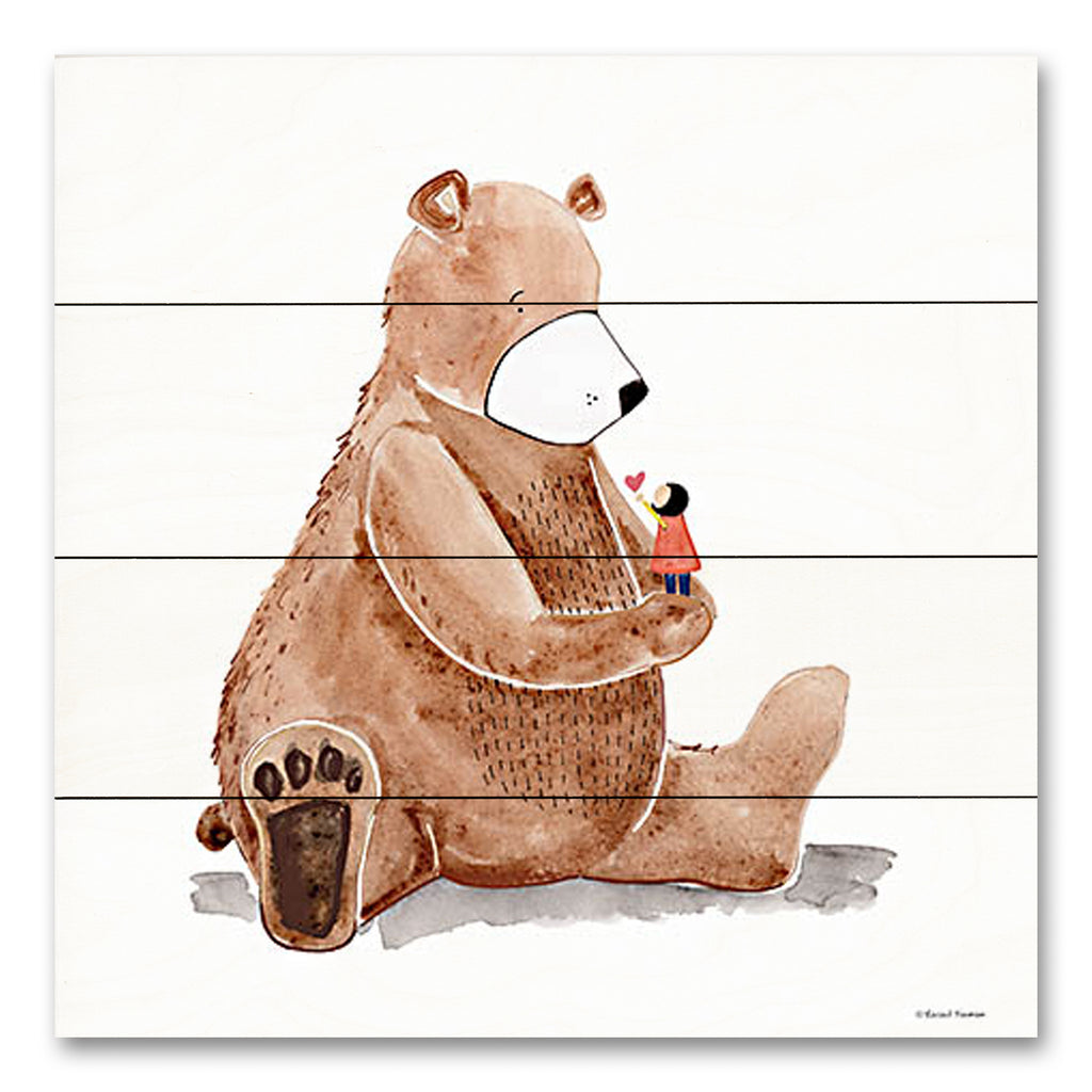 Rachel Nieman RN267PAL - RN267PAL - Bear and Heart - 12x12 Bear, Whimsical, Little Girl, Heart, Watercolor, Children, Love, Friends from Penny Lane