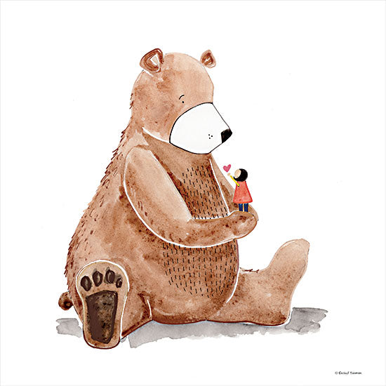 Rachel Nieman RN267 - RN267 - Bear and Heart - 12x12 Bear, Whimsical, Little Girl, Heart, Watercolor, Children, Love, Friends from Penny Lane