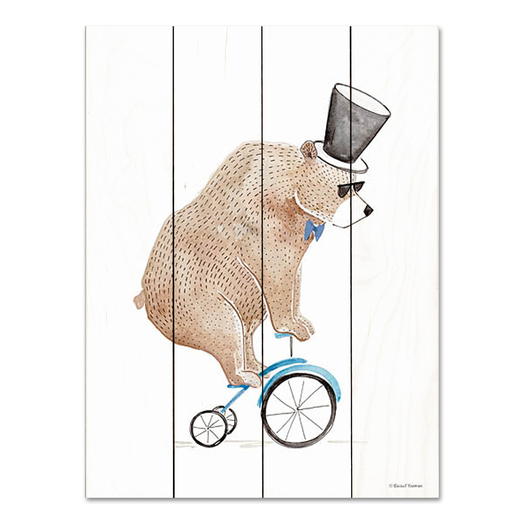 Rachel Nieman RN268PAL - RN268PAL - Bear on a Bike - 12x16 Bear, Whimsical, Bike, Bicycle,  Top Hat, Children from Penny Lane