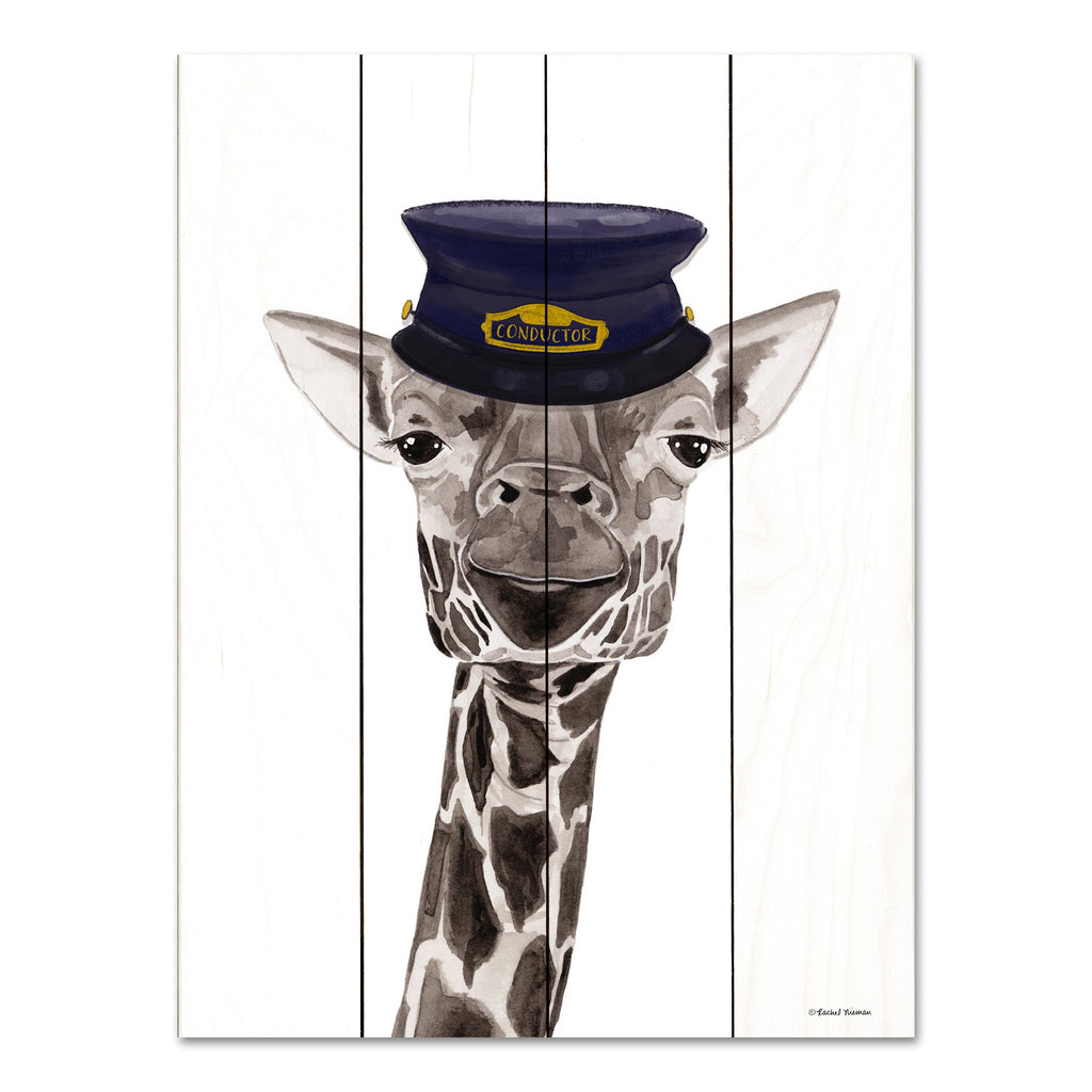 Rachel Nieman RN422PAL - RN422PAL - Train Conductor Giraffe - 12x16 Train Conductor Giraffe, Giraffe, Whimsical, Children from Penny Lane