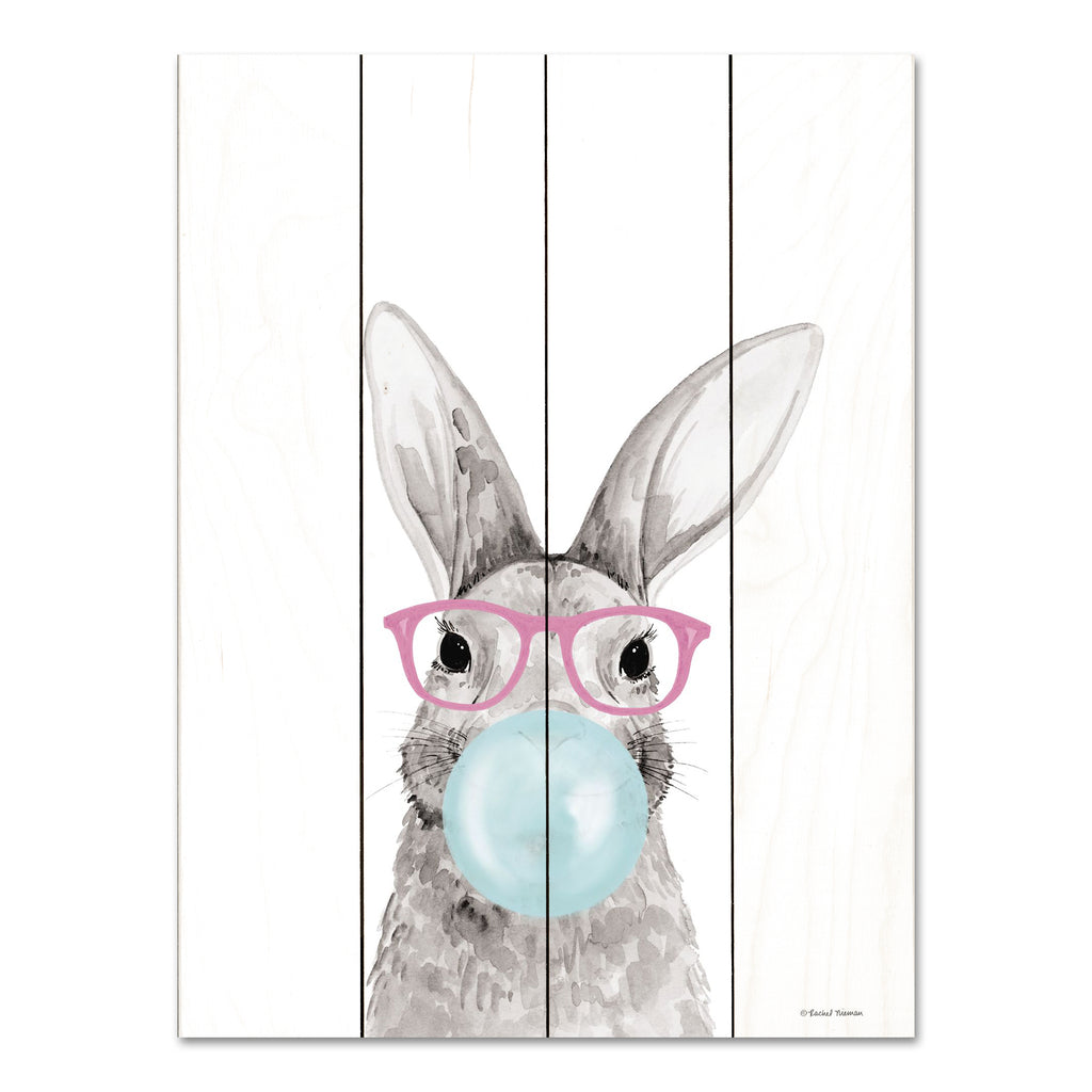 Rachel Nieman RN436PAL - RN436PAL - Bubble Gum Bunny - 12x16 Bunny, Rabbit, Bubble Gum, Glasses, Whimsical, Children from Penny Lane