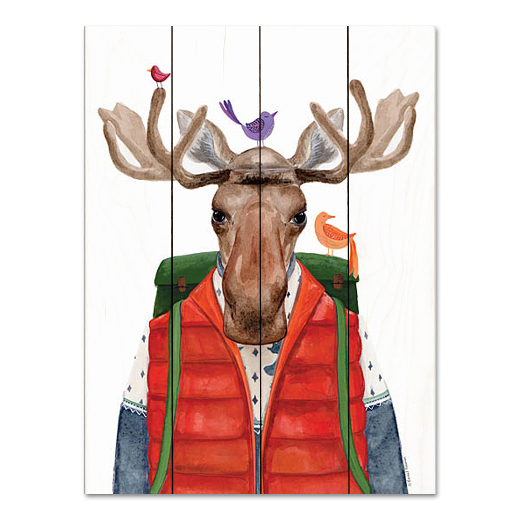 Rachel Nieman RN445PAL - RN445PAL - Moose Camper - 12x16 Lodge, Moose, Whimsical, Birds, Masculine, Camping, Fall from Penny Lane