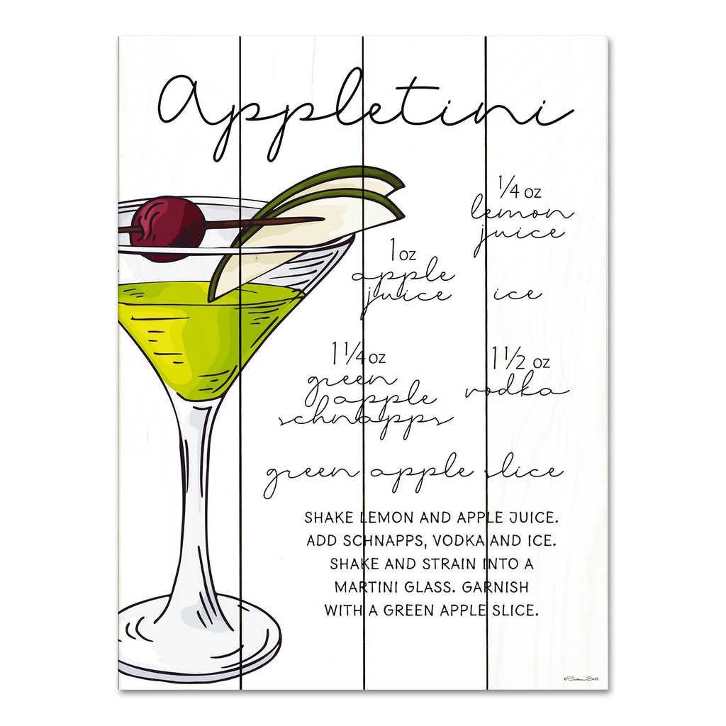 Susan Ball SB1066PAL - SB1066PAL - Appletini Recipe     - 12x16 Appletini Recipe, Recipe, Kitchen, Cocktails, Drink, Bar, Typography, Signs from Penny Lane