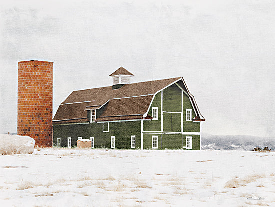 Susan Ball SB1267 - SB1267 - Green Barn - 16x12 Barn, Green Barn, Winter, Photography, Snow, Silo, Landscape from Penny Lane