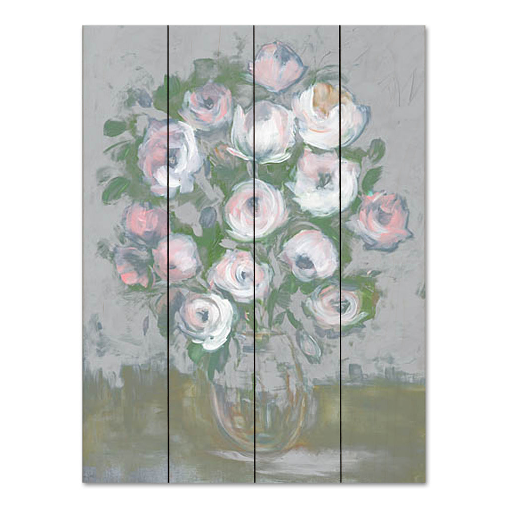 Stellar Design Studio SDS1086PAL - SDS1086PAL - Painterly Pink Posies - 12x16 Flowers, Pink and White Flowers, Abstract, Dark Background, Contemporary from Penny Lane