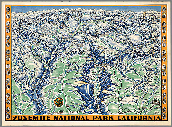 Stellar Design Studio SDS1129 - SDS1129 - Yosemite National Park - 16x12 Travel, Map, Yosemite National Park California, Typography, Signs, Textual Art, Landscape, Tropical from Penny Lane