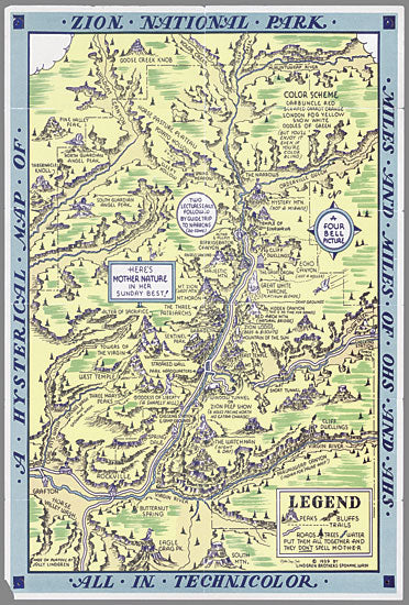 Stellar Design Studio SDS1136 - SDS1136 - Zion National Park Map - 12x18 Humor, Travel, Map, Zion National Park, Typography, Signs, Textual Art, Landscape from Penny Lane