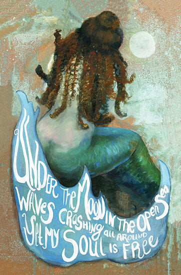 Stellar Design Studio SDS338 - SDS338 - Under the Moon Mermaid - 12x18 Signs, Typography, Mermaid, Moon, Ocean from Penny Lane