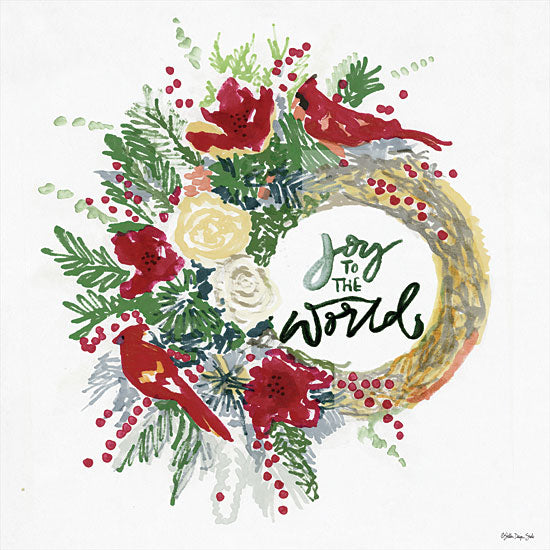 Stellar Design Studio SDS340 - SDS340 - Joy to the World Wreath - 12x12 Holidays, Joy to the World, Wreath, Cardinal, Flowers, Greenery from Penny Lane