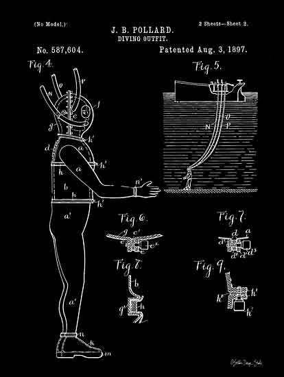 Stellar Design Studio SDS428 - SDS428 - Diving Gear - 12x16  Diving Gear, Blueprint, Plan, Coastal, Masculine from Penny Lane